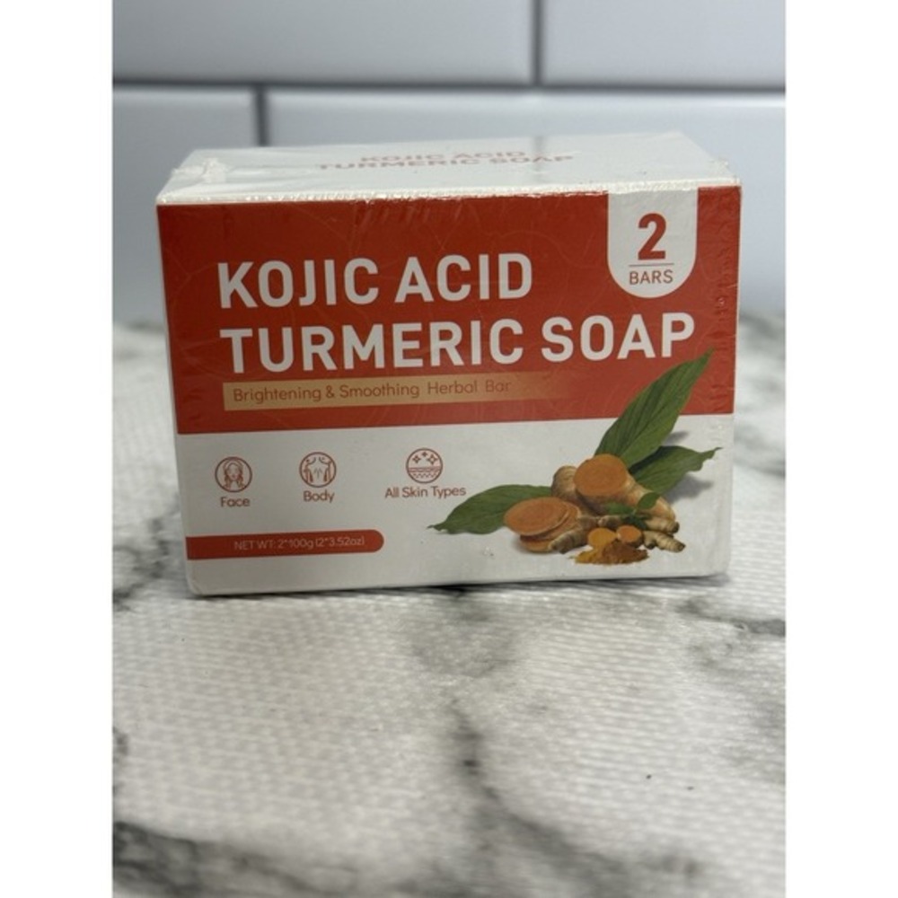 Kojic Acid‎ Turmeric Soap 2 Bars Brightening Herbal Face Body 100g Each